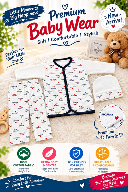 Baby 3-Piece Clothing Set – Premium Soft & Comfortable Baby Wear