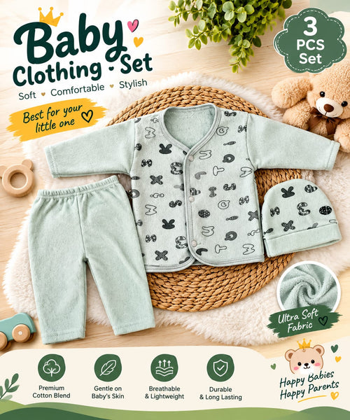 Baby 3-Piece Clothing Set – Ultra Soft & Comfortable Newborn Baby Outfit