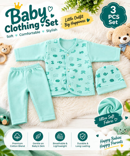 Baby 3-Piece Clothing Set – Ultra Soft & Comfortable Newborn Baby Outfit