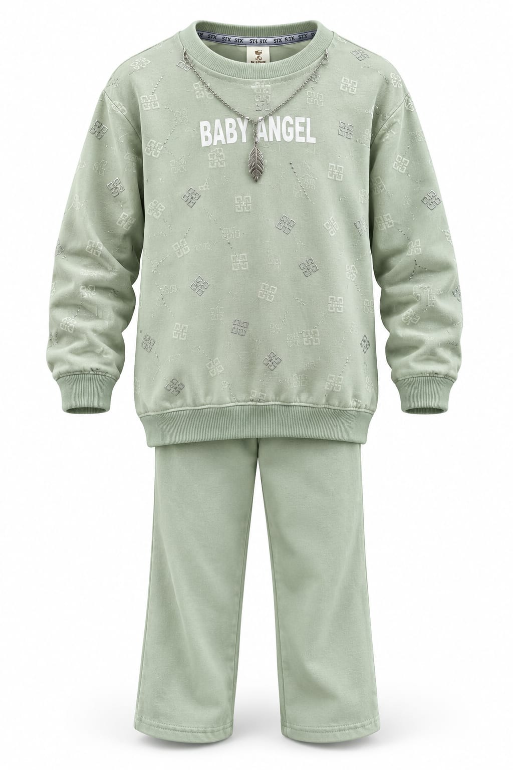 Kids 2-Piece Tracksuit Set – Baby Angel Printed Sweatshirt & Trouser